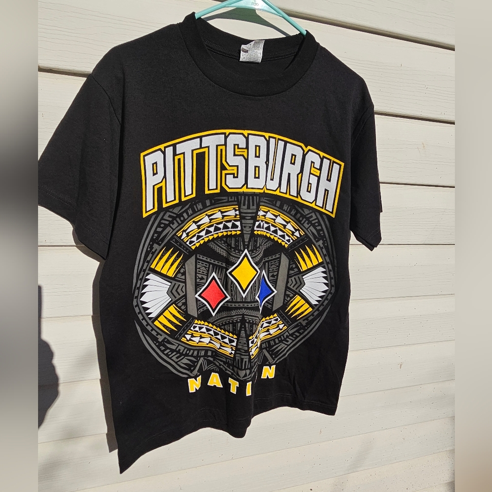 Pittsburgh Steelers Tshirt Black Medium Nation‎ Steel City Football NFL